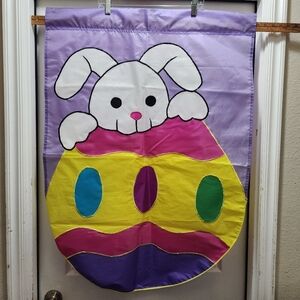 Vintage 90s Easter Windsculpts Flag 28x39 2 Sided Bunny Rabbit